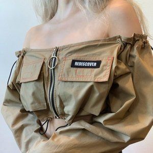 NWT [Japan Street Style] One Spo 90's Y2K Inspired Cargo Crop Top